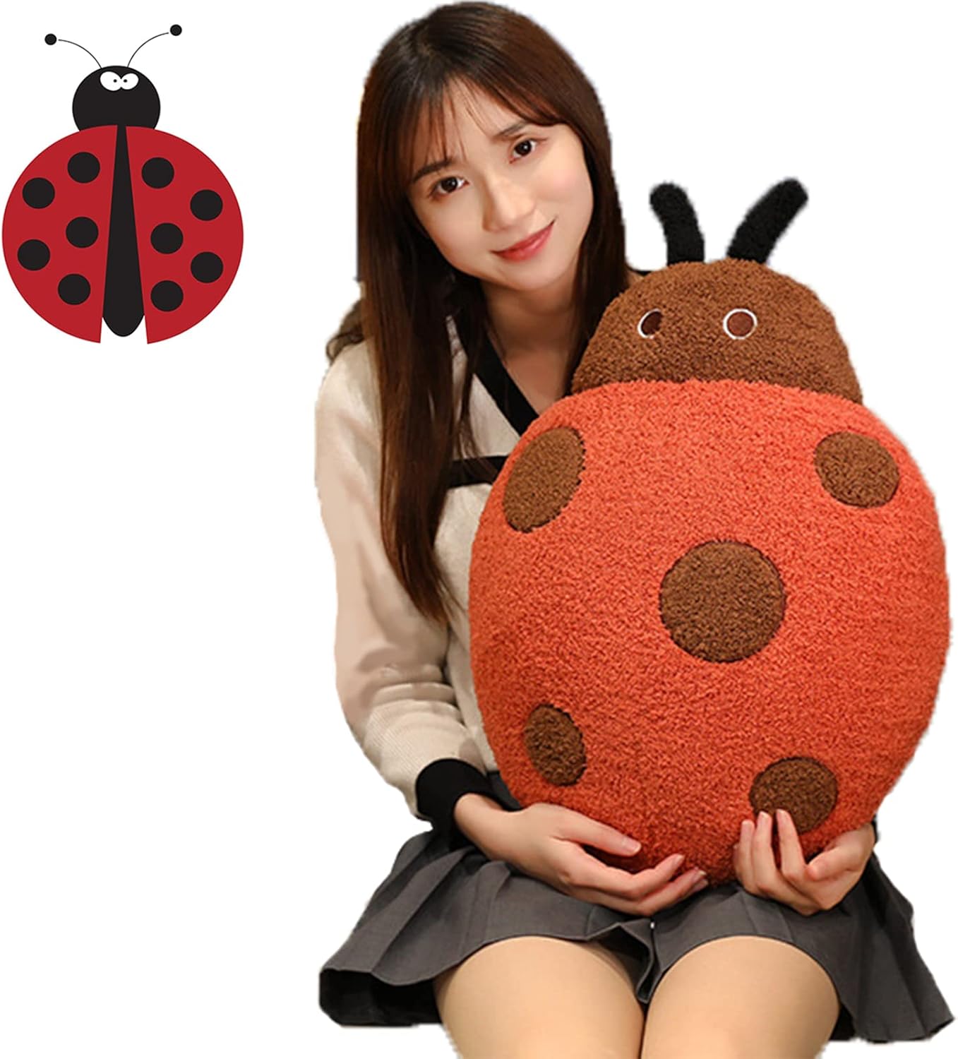 Cute Pillow Plush Ladybug Stuffed Animal Stuff Ladybird Plush Pillow Toys Kawaii Soft Lady Beetle Pillow Hugging Stuffed Ladybug Gift for Kids Home Decor¡