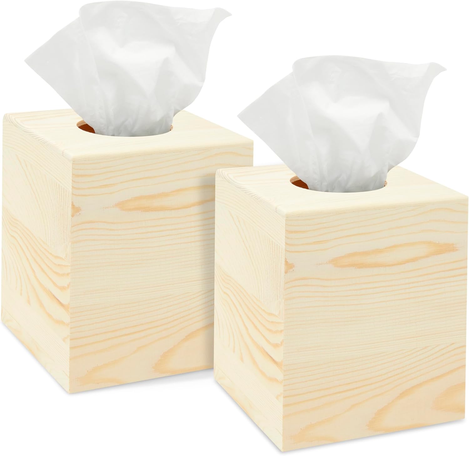 Juvale Unfinished Wood Tissue Box Cover for Arts and Crafts, Home Decor (5 x 5.5 in, 2 Pack)