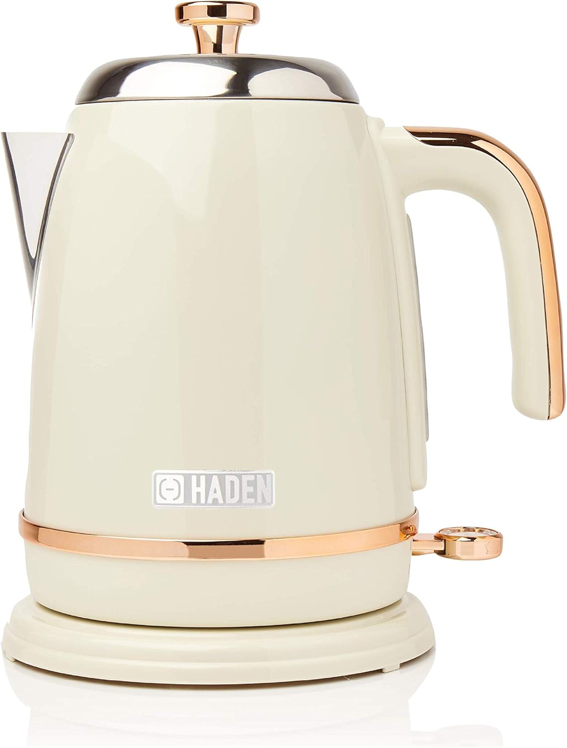 Haden Salcombe Cream Kettle - 1.7L, Rapid Boil, Auto Shut-off, Cordless Base - Lightweight Stainless Steel Electric Kettle, BPA Free - Easy To Use - Easy Pour Spout​