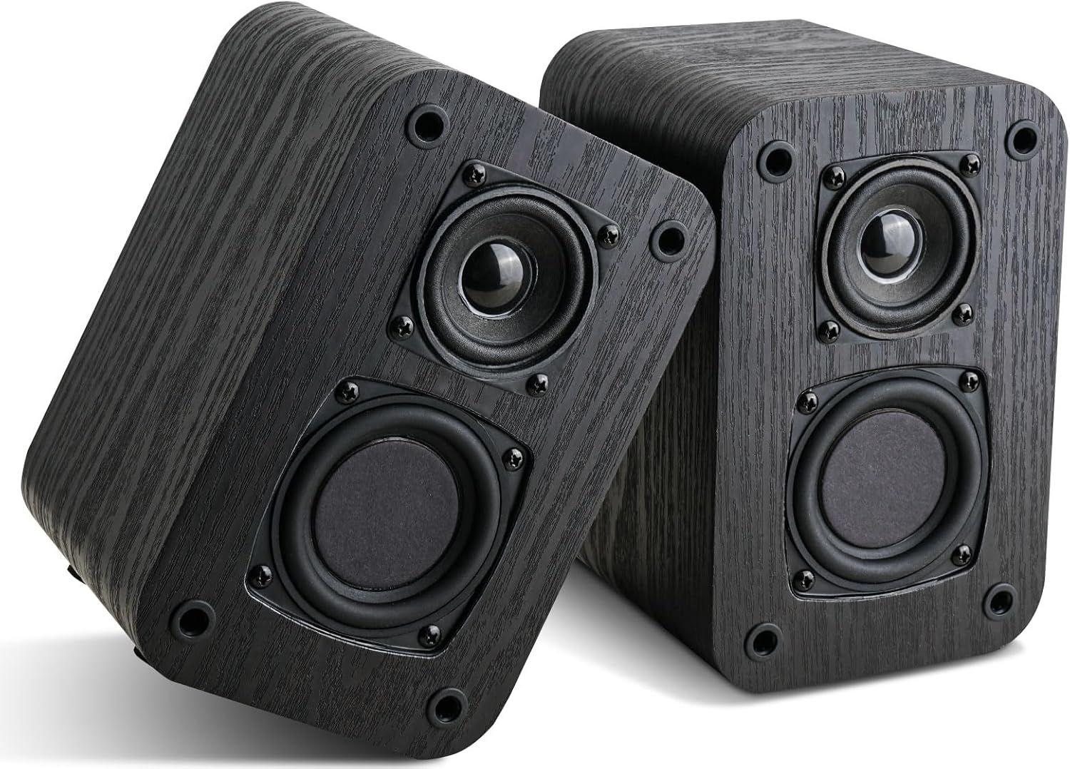 Passive Bookshelf Speakers for Home Theater Surround Sound, Home Desktop Stereo Speakers with Crisper Sound and Classic Wood Grain for Record Player/Computer/TV, Wall Mountable, One Pair.