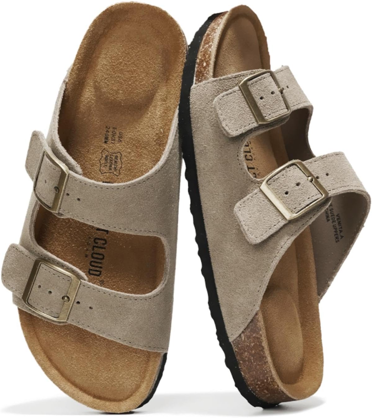 Project Cloud Genuine Leather Flat Sandals Women 2025 Beach Essentials Womens Sandals Memory Foam Vacation Essentials Slides for Women Footwear (Venita)