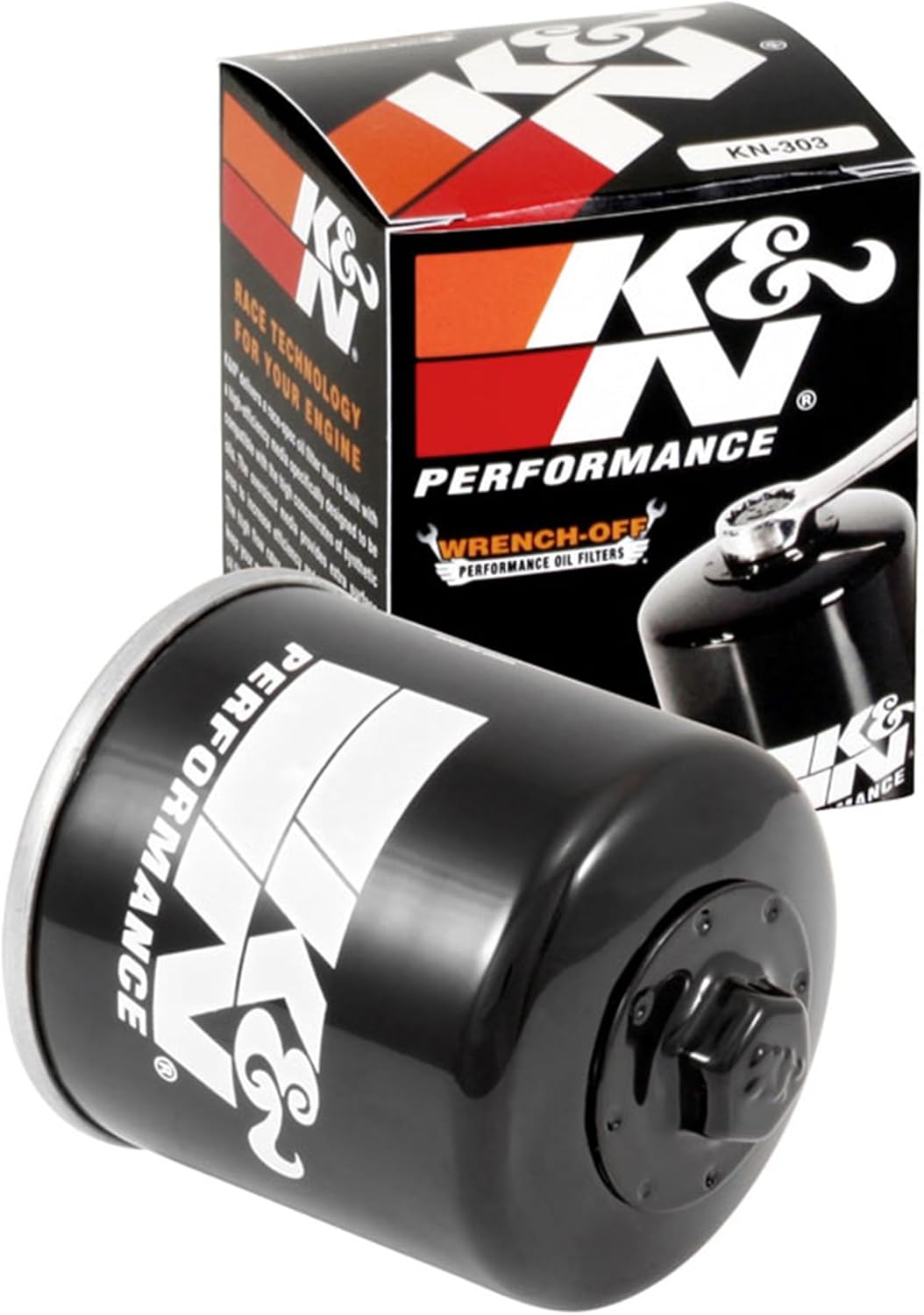 K&N Motorcycle Oil Filter: High Performance, Premium, Designed to be used with Synthetic or Conventional Oils, Wrench Off Nut: Fits Select Honda, Kawasaki, Polaris, Yamaha Vehicles, KN-303