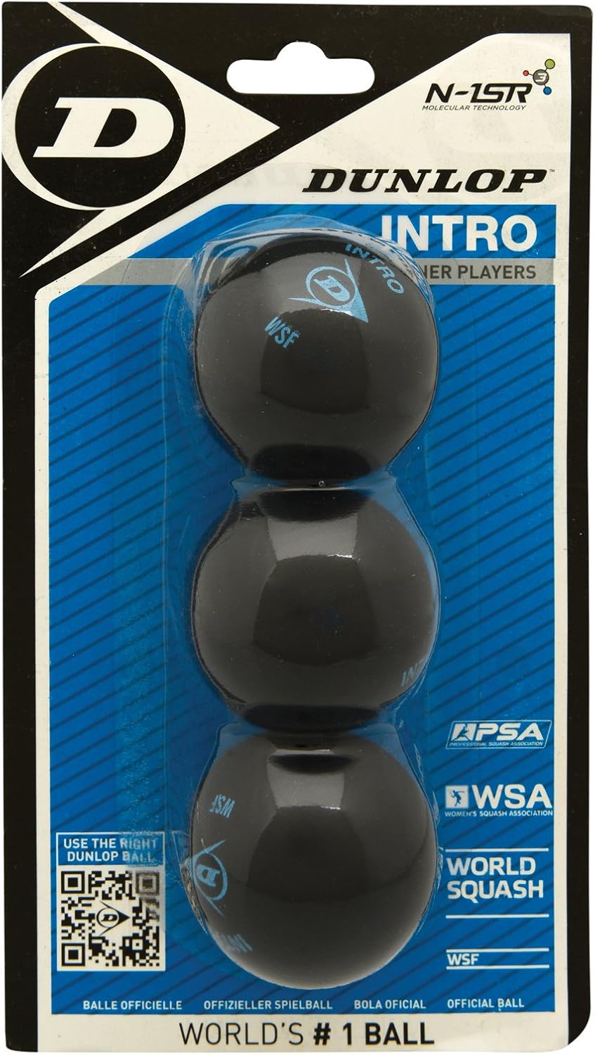DUNLOP Squash Balls Intro Blue, for Beginners and Hobby Players – Fast Speed