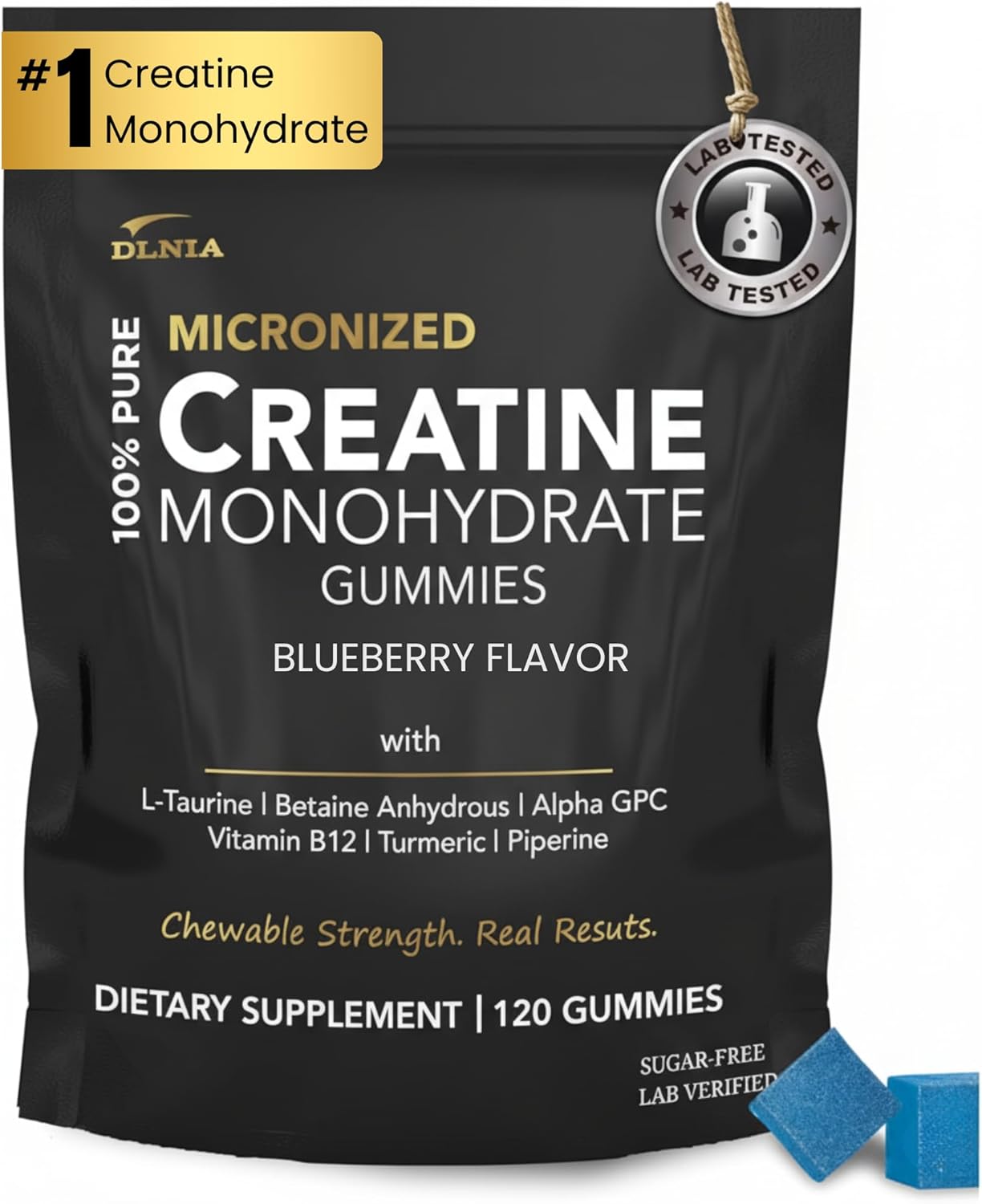Creatine Monohydrate Gummies for Men & Women - Sugar Free & Vegan Advanced Formula W/L-Taurine + Vitamin B12 - for Muscle Strength, Muscles Builder, Recovery, Energy Boost, Pre-Workout Supplement