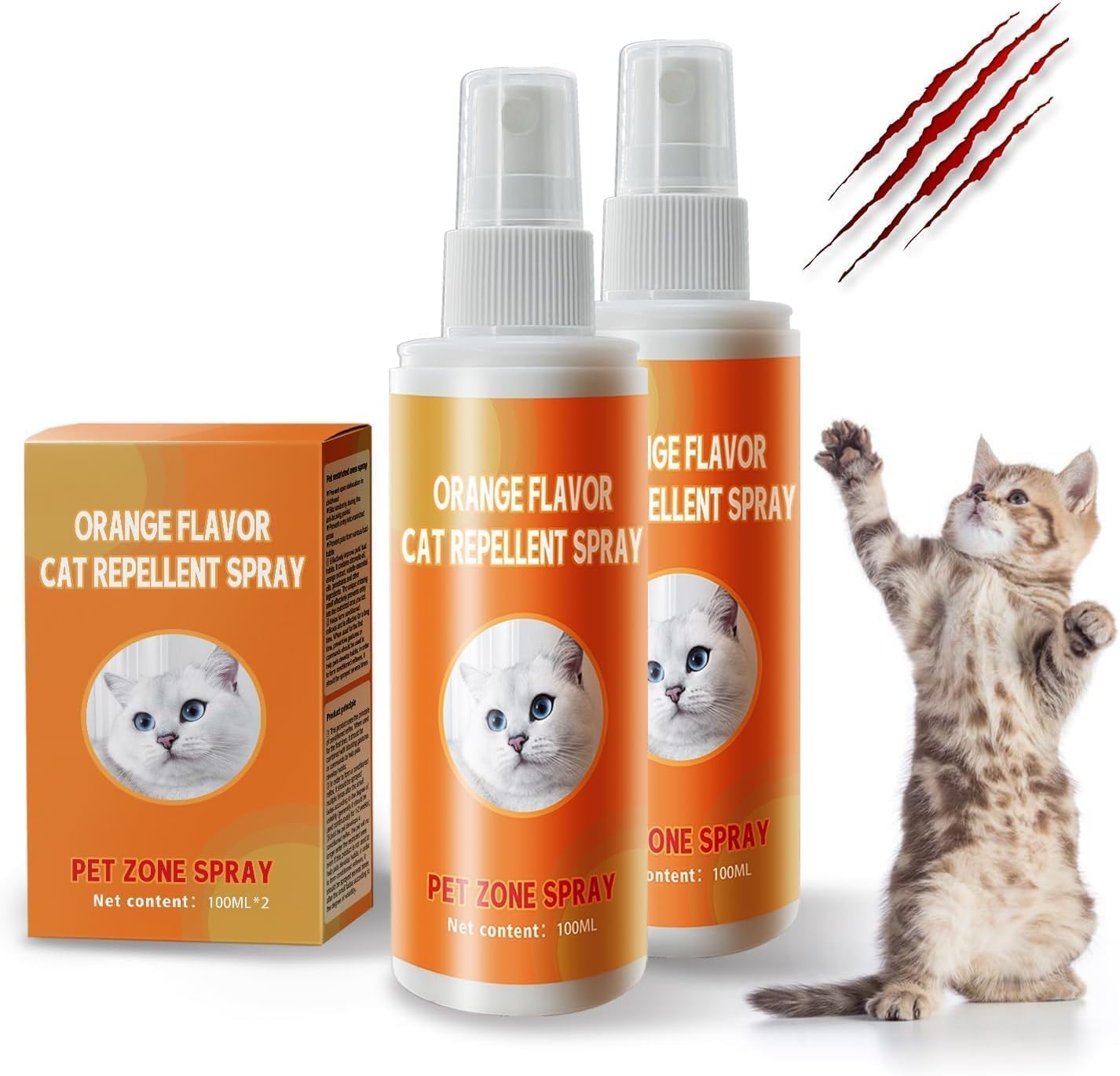 Cat Deterrent Spray, Natural Cat Spray Deterrent for Urine Marking & Scratching, Safe Indoor & Outdoor Effective Cat Scratch Deterrent Training Aid for Furniture - 7.0 Oz
