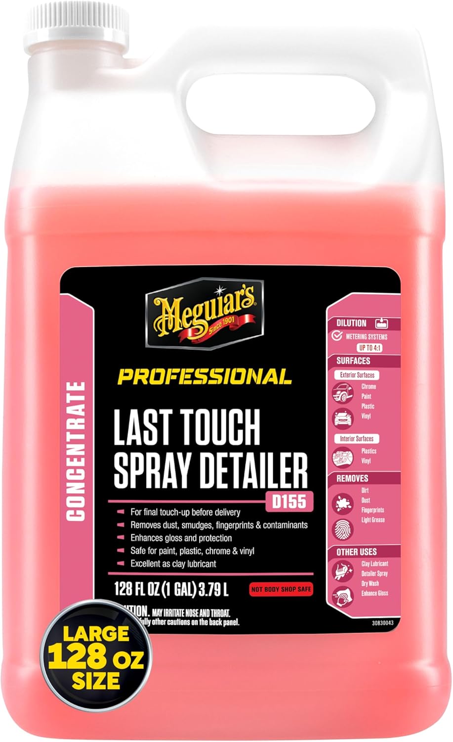 Meguiar's D15501 Last Touch Spray Detailer, Great for Use as Clay Lubricant, creates a Showroom Shine, Removes Dust, Smudges, Fingerprints and More, Versatile Use and Enhances Protection, 1 Gallon