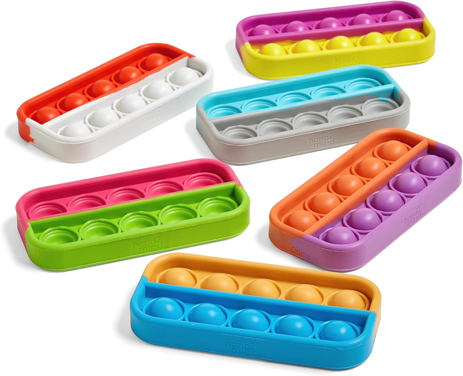 hand2mind Ten Frame Sensory Bubble Poppers, Push Pop Fidget Toys for Kids, Math Manipulatives Kindergarten, Calm Down Corner Supplies, Fine Motor Skills, Toddler Car Toys for Travel (Set of 6)