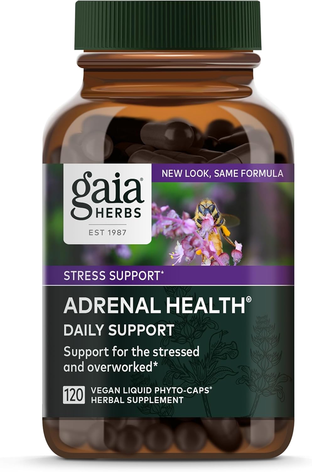 Gaia Herbs Adrenal Health Daily Support - Herbal Supplement with Ashwagandha, Holy Basil & Schisandra - Help Maintain Healthy Energy & Stress Levels* - 120 Vegan Liquid Phyto-Capsules (120-Day Supply)