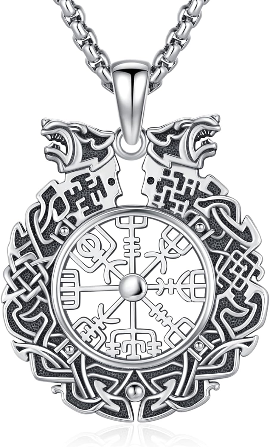 Compass/Wolf/Thor's Hammer/Runes/Tree of Life/Goats/Raven Thor Hammer Necklace for Men Viking Necklace 925 Sterling Sliver Pendant Norse Jewelry Gifts for Men Women