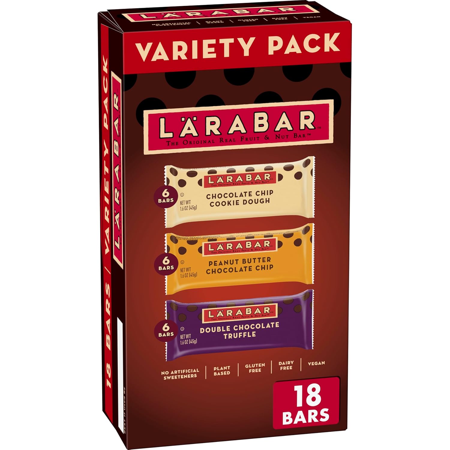 Larabar Chocolate Variety Pack, Fruit and Nut Bars, Gluten Free and Vegan, 28.8 oz, 18 Ct
