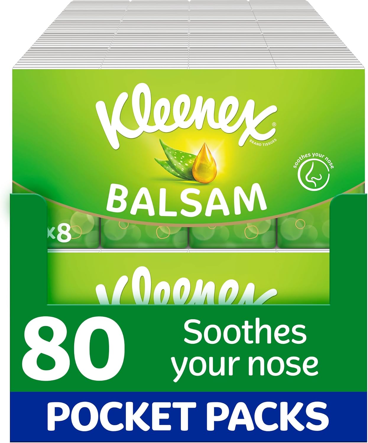 Kleenex® Balsam Pocket Tissues - 80 Pocket Packs of Travel Tissues - Balmcare to Protect and Soothe Your Nose for Cold & Flu