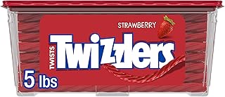 TWIZZLERS Twists Strawberry Flavored Licorice Style, Low Fat Candy Tub, 5 lb
