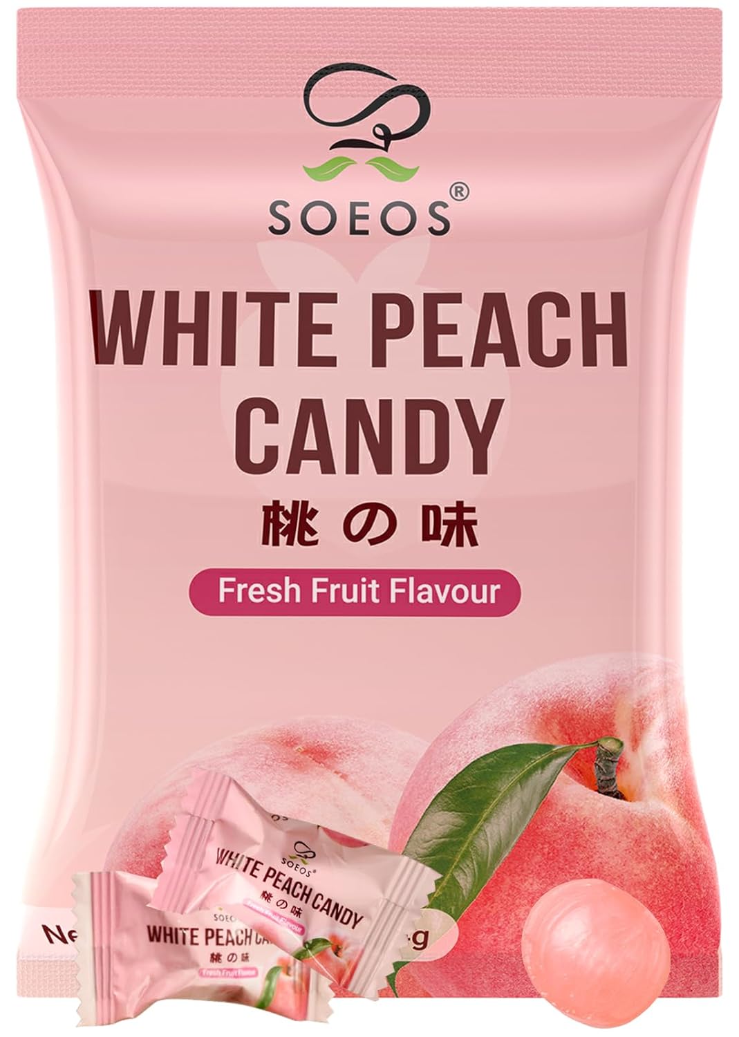 Soeos White Peach Hard Candy, Classic Series Chinese Hard Candy, 16 oz (Pack of 1)