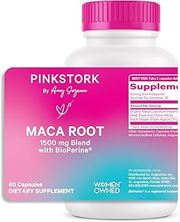Pink Stork Maca Root Capsules for Women - Fertility Supplements for Women with 1500 mg Organic Maca Root + Black Pepper to Support Hormone Balance & Conception - 60 Capsules, Vegan