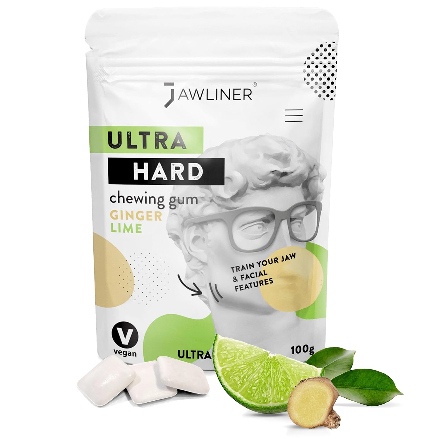 Jawliner® Extreme Ultra15x Harder Jaw Exerciser Jawline Gum with 12 Weeks Coaching - Sugar-Free Mastic Gum No Artificial Flavors - Hard Chewing Jaw Trainer gum for Jaw Shaping & Mewing (2 Months Pack)