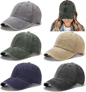 5 Pieces Vintage Washed Plain Baseball Cap Distressed Dad Golf Hat for Men Women Multicolor