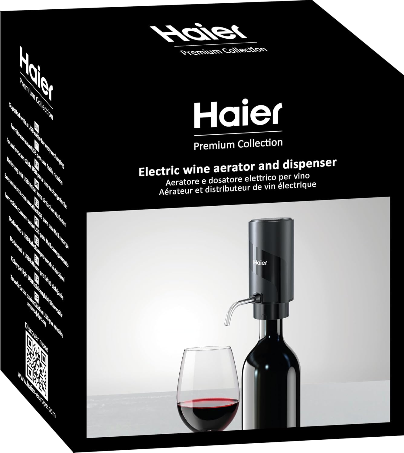 Haier Electric Wine Aerator & Dispenser, 2 in 1, Enhanced Flavor & Freshness, Serve with Speed and Perfection, Great Gift Option for Wine Lovers