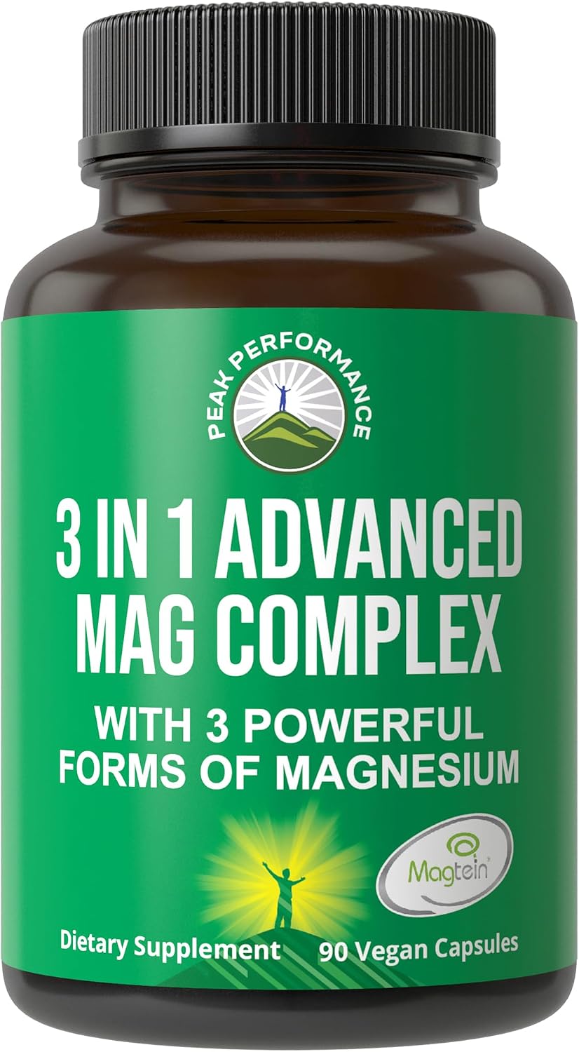 3 in 1 Advanced Magtein Magnesium Complex Capsules. 90 Vegan Pills