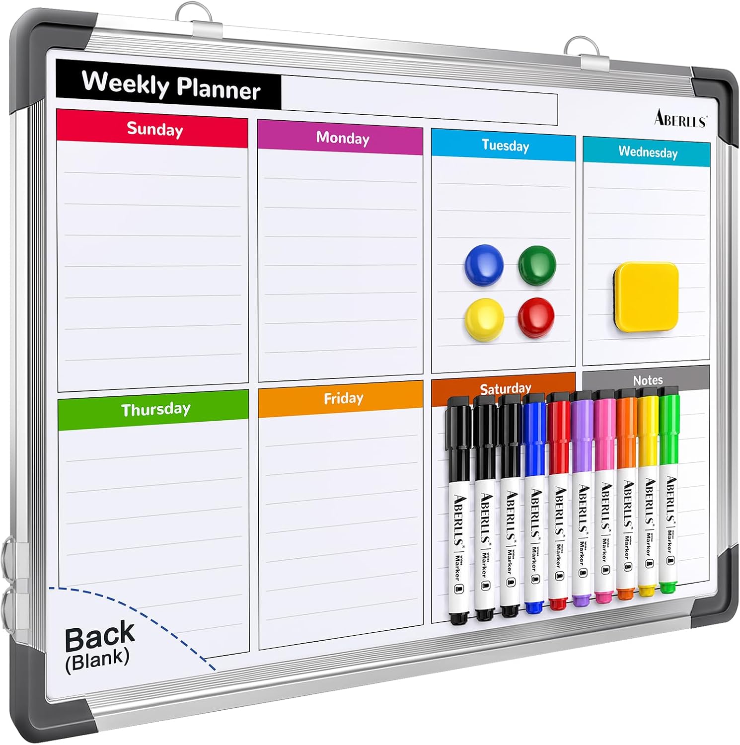 Weekly Calendar Whiteboard for Wall, Dry Erase Board, Magnetic White Board