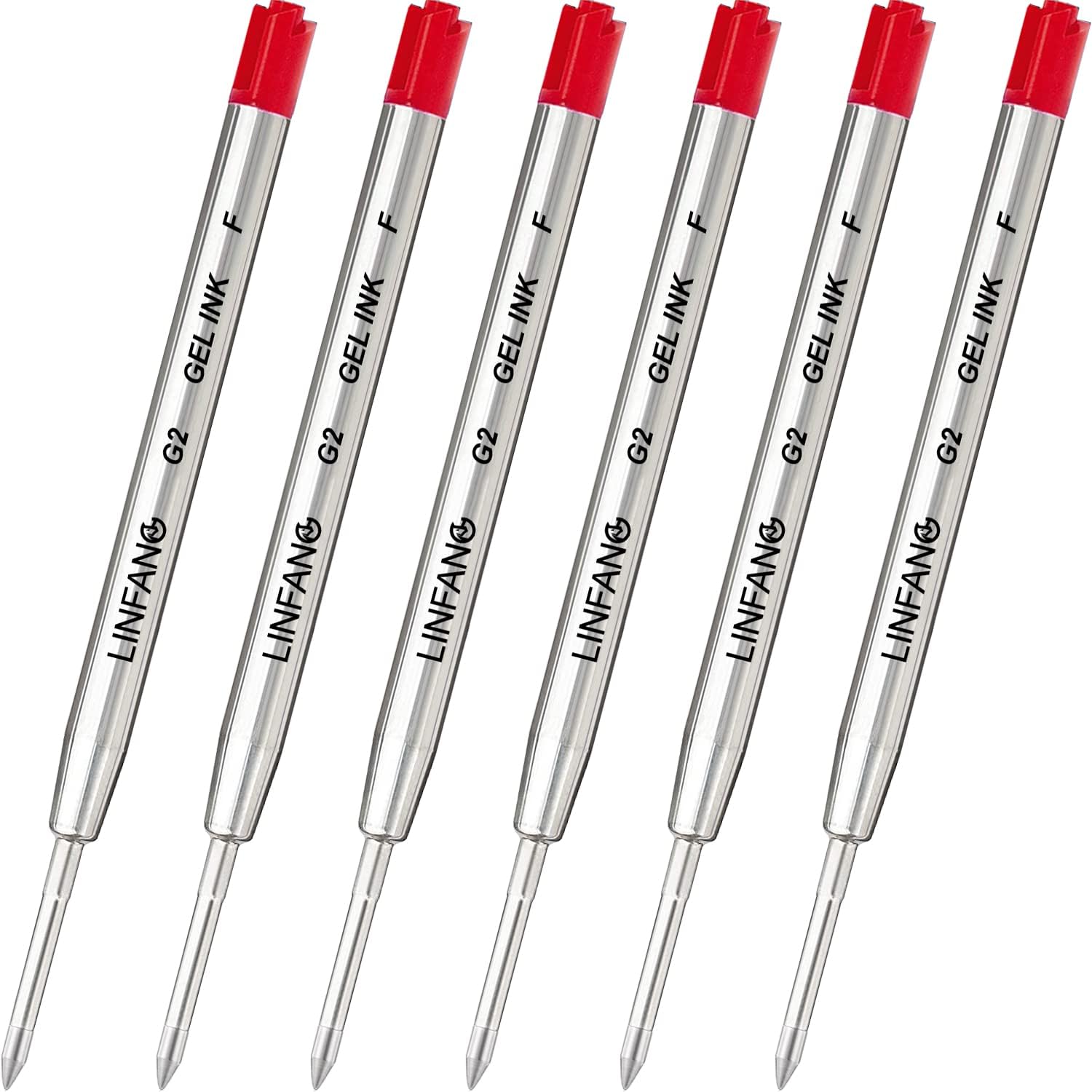 Red Gel Ink Pen Refills, 6 Pack Fine Point 0.5mm Tip Smooth Writing Refills (6 Red)