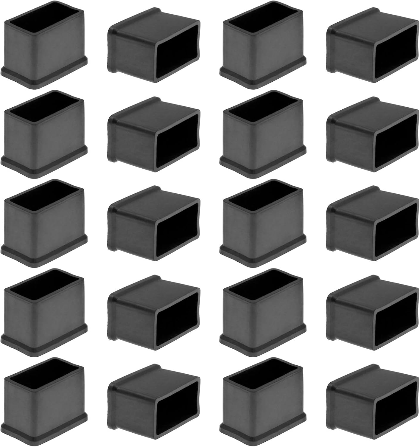 Bonsicoky 20Pcs Rectangle Rubber Furniture Leg Caps 1.18" x 0.59"(30mm x 15mm), Vinyl Flexible Chair Leg Floor Protectors for Patio Indoor Chair Table