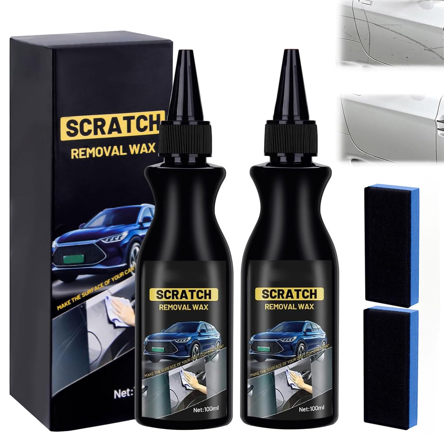 2Pcs Car Scratch Remover, Quick Car Paint Scratch Remover Kit for Cars, Liquid Glass Car Polish, Removes Deep Car Scratch, Easy to Repair Paint, Car Scratch Repair Paste for Various Scratch on Car (B)