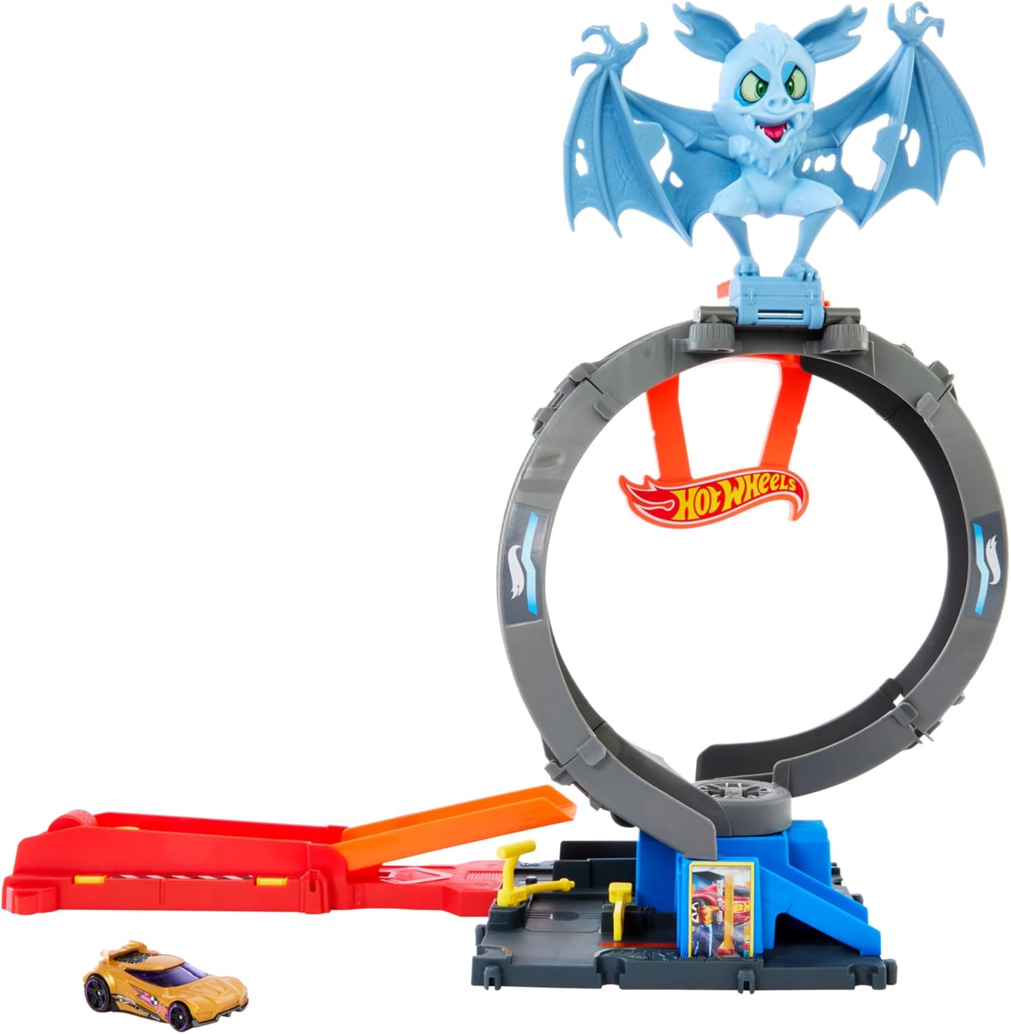 Hot Wheels Let's Race Netflix - City Toy Car Track Set, Bat Loop Attack with Adjustable Loop & Launcher, 1:64 Scale Toy Car, HTN78