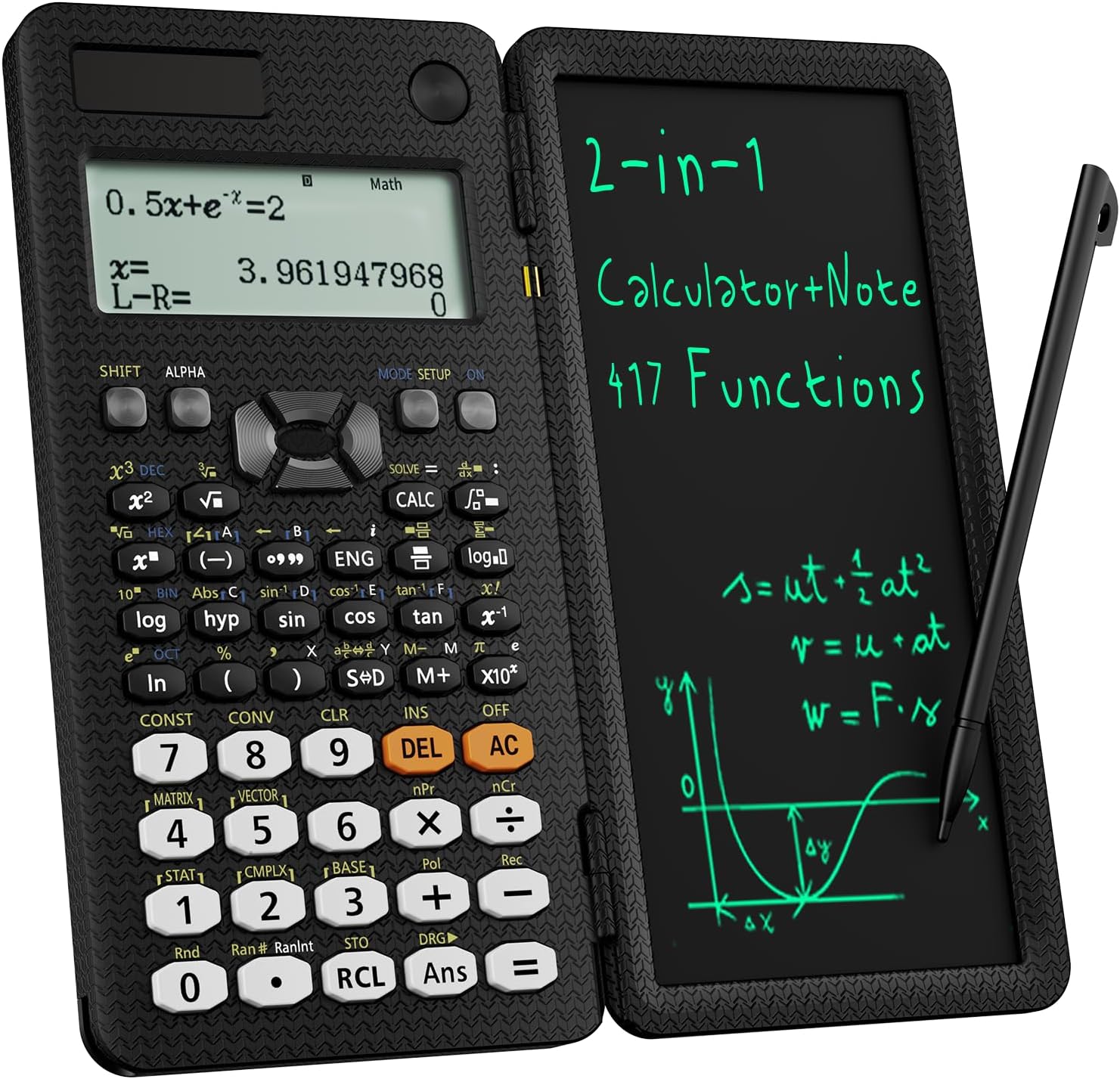 Scientific Calculators for Students 991ES Office Calculators Desktop, ROATEE 4-Line Display Calculator with Erasable LCD Writing Tablet, Solar Battery Power with Notepad Calculator School Supplies