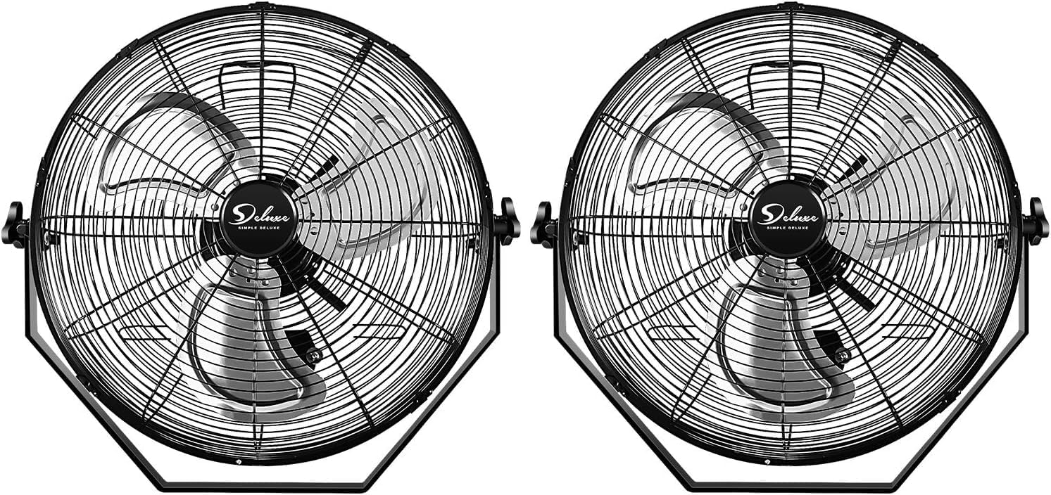 Simple Deluxe 20 Inch High Velocity 3 Speed, Black Wall-Mount Fan
