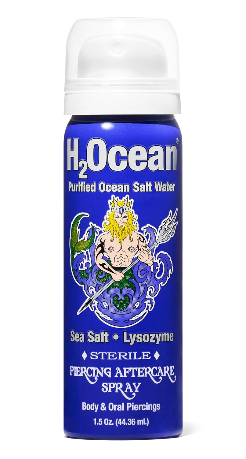 H2Ocean Piercing Aftercare Spray and Keloid Bump Removal– Sea Salt Spray for Body and Facial Piercings – Ear, Nose, Navel, Oral & Body Piercing Cleaner, Aftercare Solution for New Piercings– 1.5oz