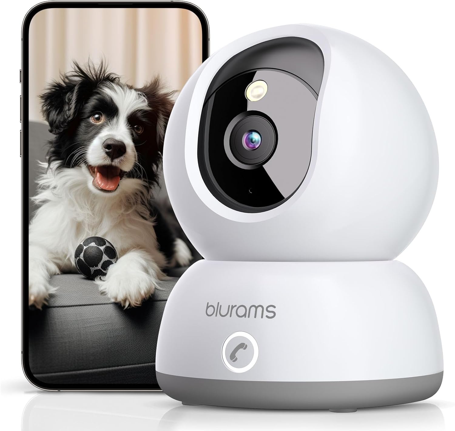 blurams Pet Camera 2K, Cameras for Home Security with One-Touch Call, Dog Camera w/Color Night Vision, Motion Tracking, Cloud & SD Card Storage (2.4GHz Wi-Fi)