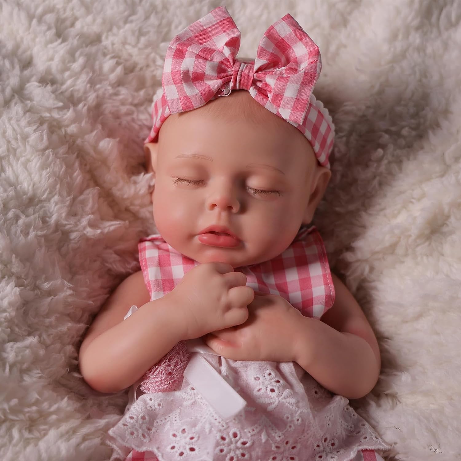 BABESIDE 16" Realistic Silicone Reborn Baby Doll Lucy - Lifelike Sleeping Newborn Girl Baby Dolls with Silicone Full Body, Toddler Gift for Kids Ages 3+