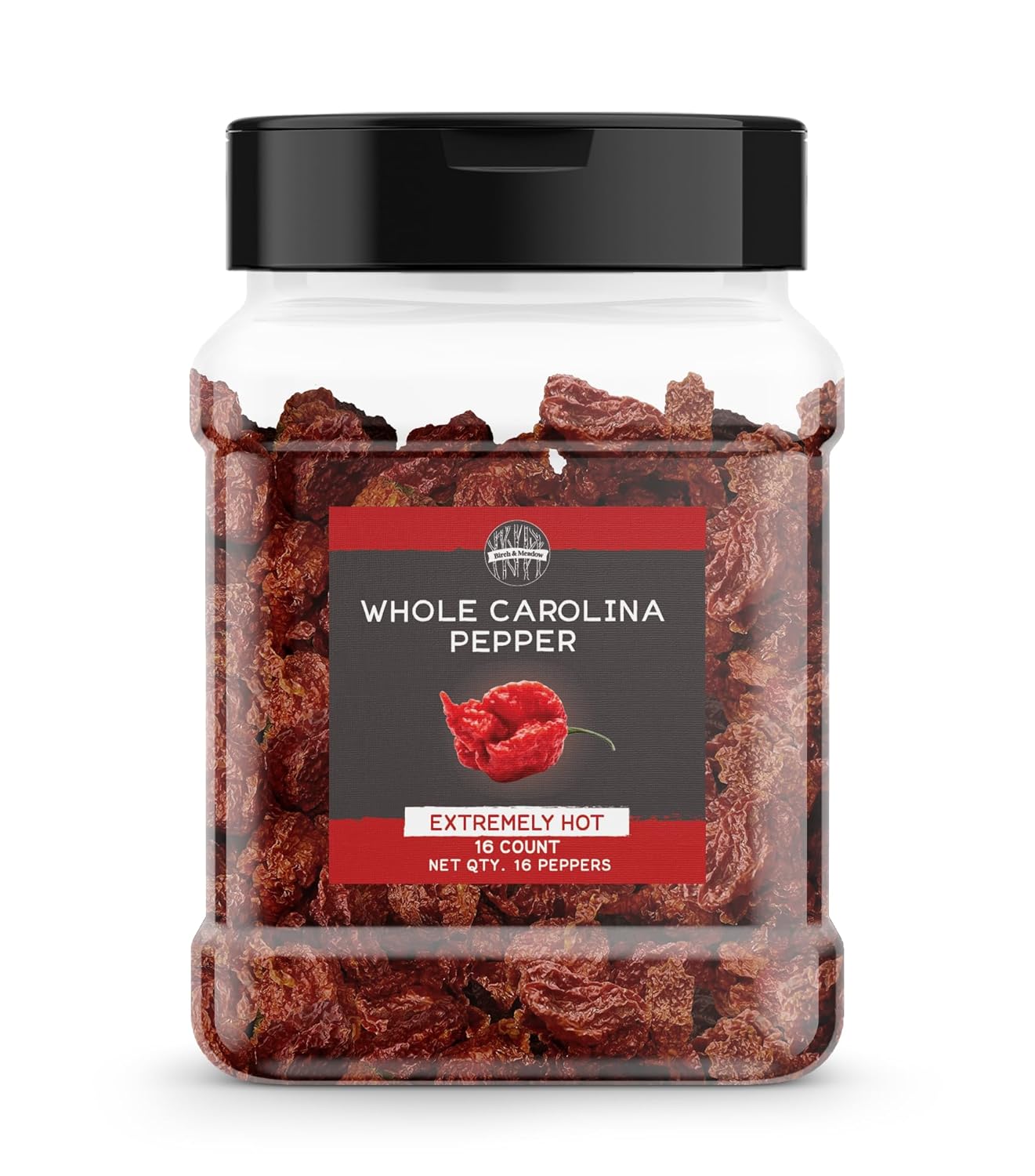 Birch & Meadow Whole Carolina Reaper Peppers, 16 Count, Whole & Dried, Extremely Hot, 1.5 Million SHUs