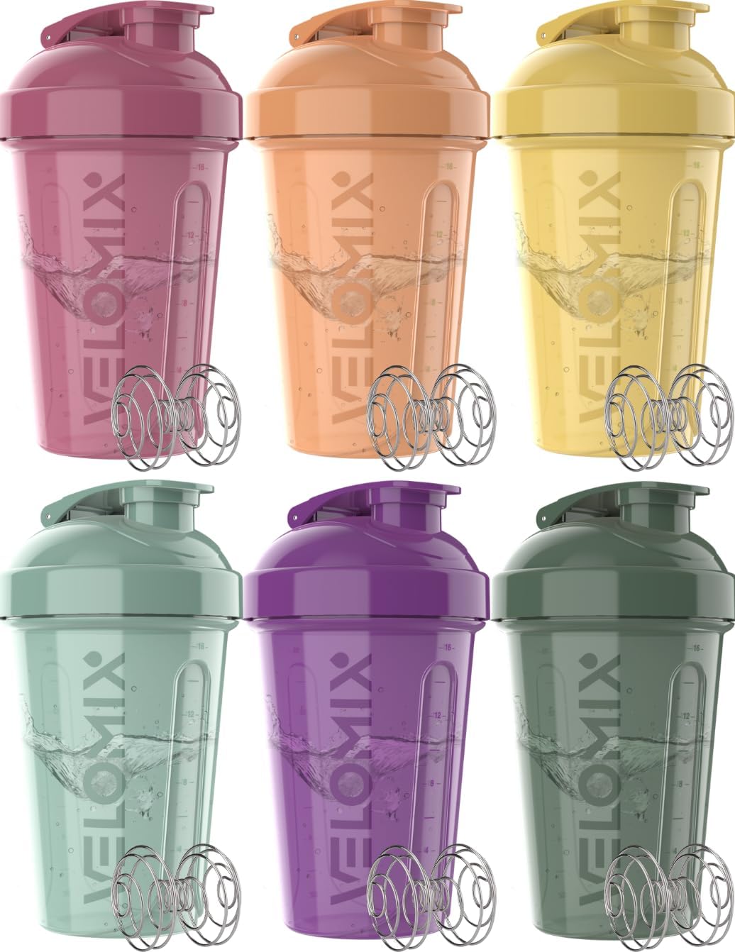 -6 PACK- 20 OZ Protein Shaker Bottles for Protein Mixes, Shaker Cups for Protein Shakes, Small Shaker Bottle Pack, Shaker Cup, Shakers for protein Shakes (Nature Tones - 6 Pack)