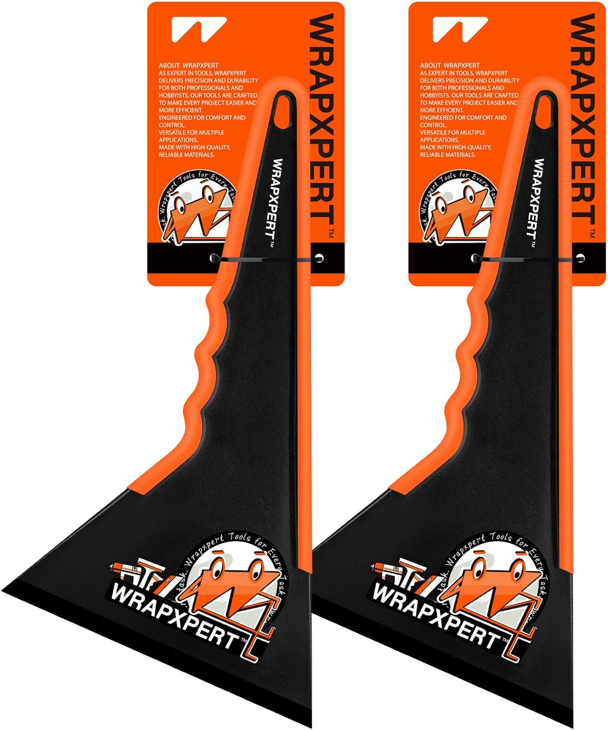 WRAPXPERT Window Tint Squeegee Triangle Squeegee Corner Card Long Handle Window Film Scraper Edge Tool for Window Tinting, Vinyl Wrap, PPF Installation, 2 Pack, Medium Long Handle