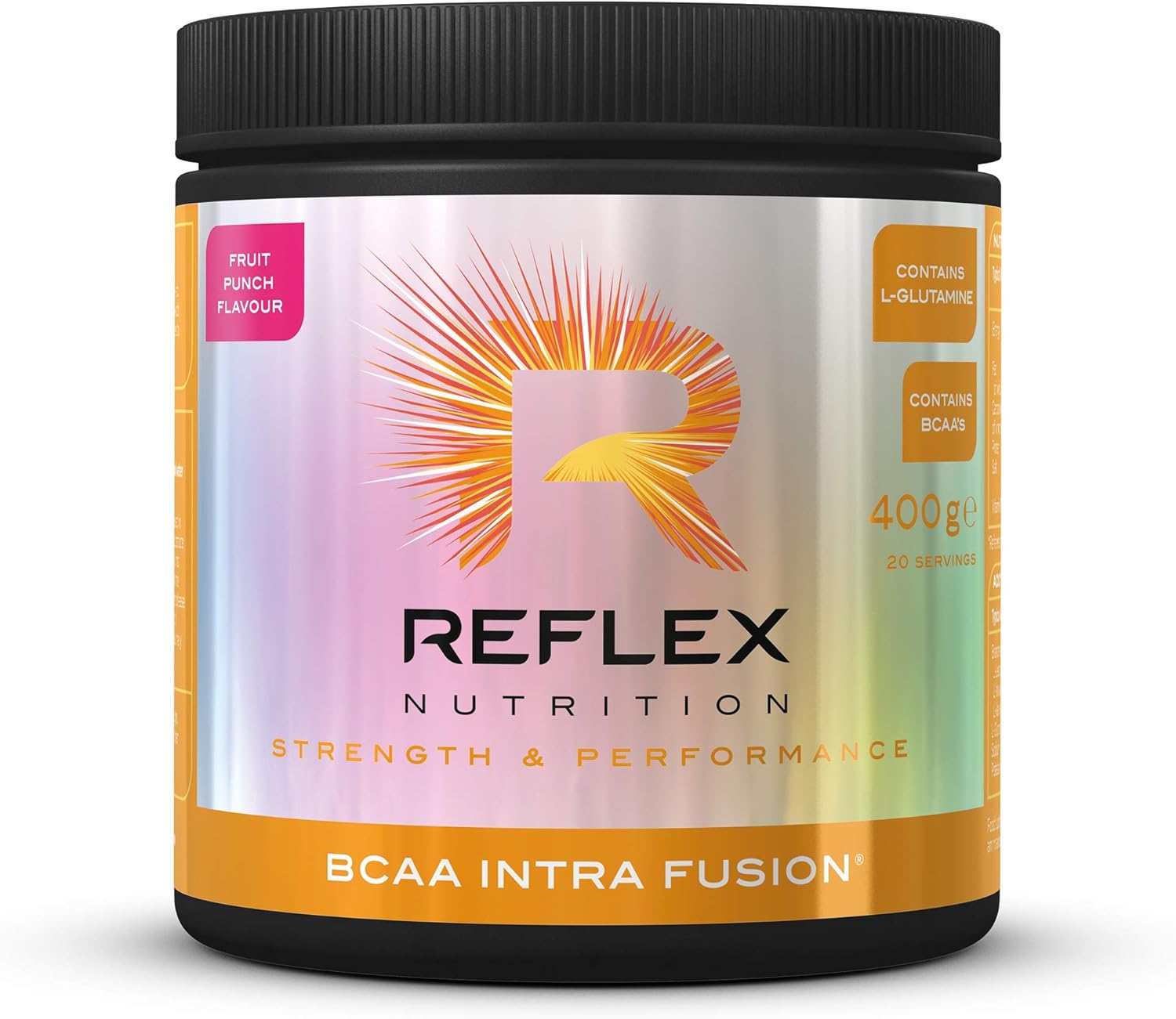 Reflex Nutrition BCAA Intra Fusion Intra Workout 10g BCAA's per serving 5g L-Glutamine Vitamin B6 (Fruit Punch) (400g)