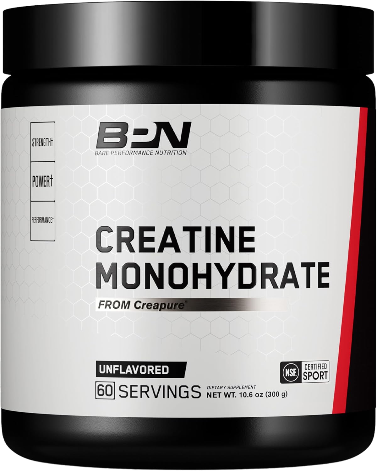BARE PERFORMANCE NUTRITION, BPN Pure Creatine Monohydrate Powder by Creapure, 5g of Creatine per Serving, Supports Muscle Growth, Unflavored Creatine Powder, 60 Servings