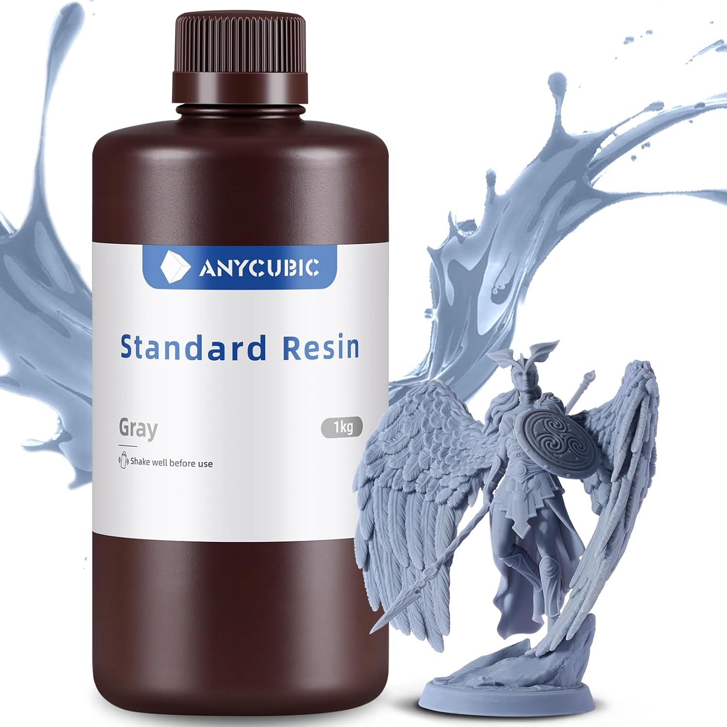 ANYCUBIC Standard 3D Printer Resin, LCD UV 405nm Rapid Photopolymer 3D Resin for 6K/8K/12K/14K LCD 3D Printers(1000g, Grey)