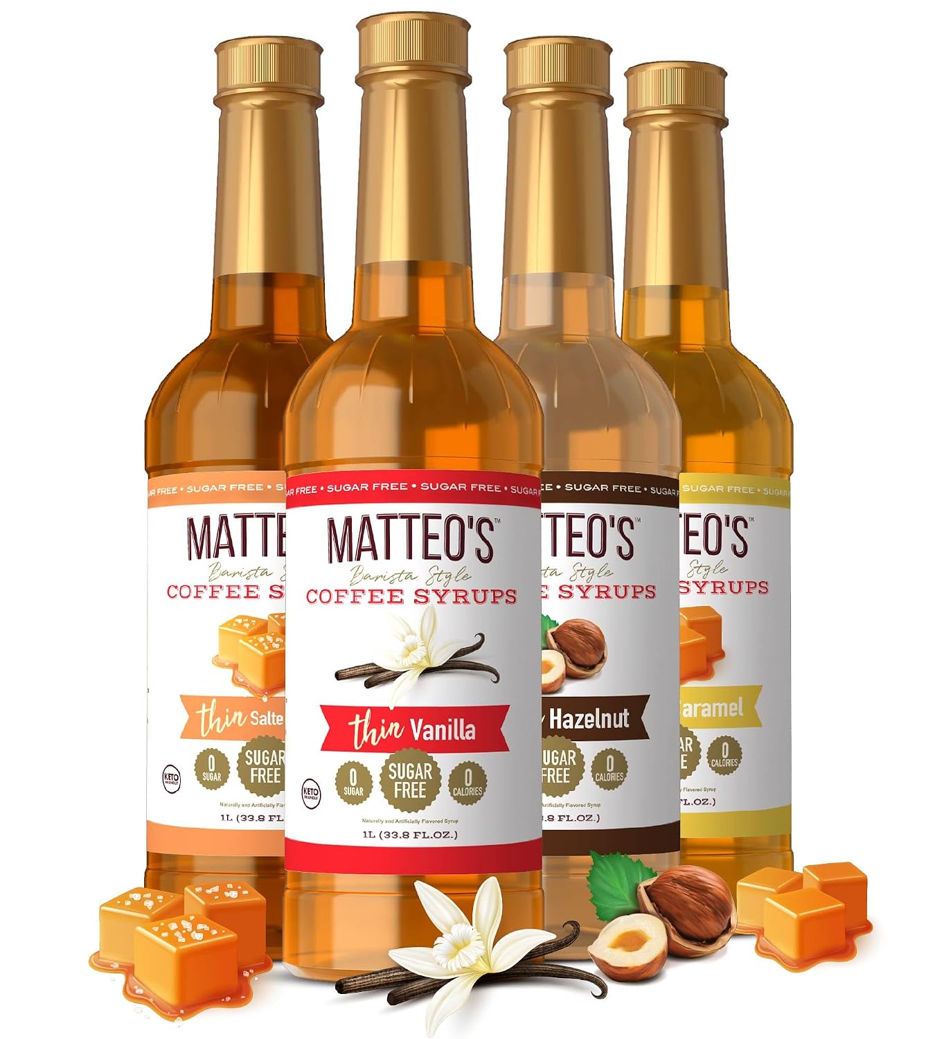 Matteo's Sugar Free Coffee Syrup Variety Pack - Zero Sugar 33.8 oz 4pk