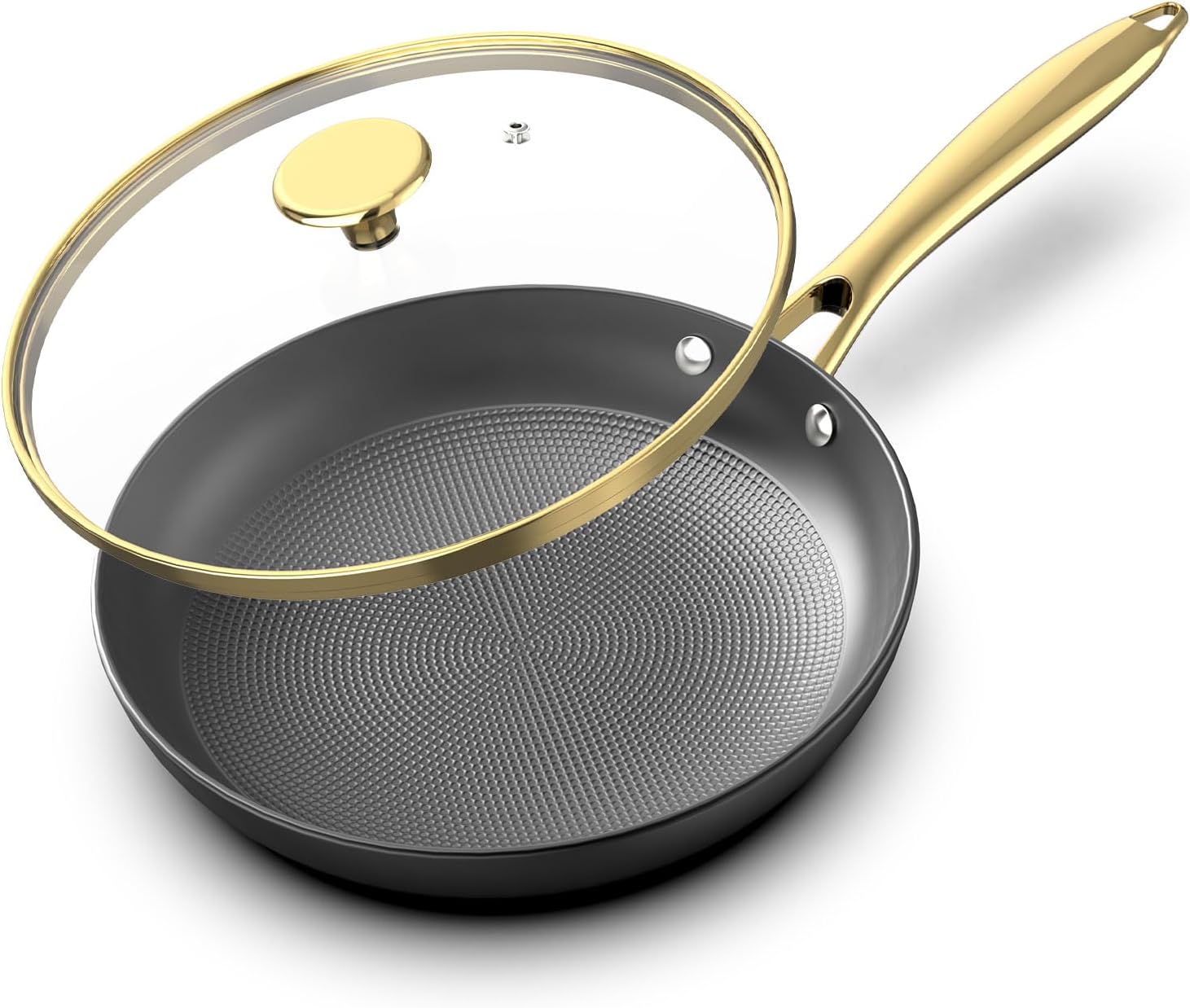 imarku Non stick Frying Pans, Long Lasting 10 Inch Frying Pan with Lid, Professional Cast Iron Skillets Nonstick Frying Pan, Frying Pans Nonstick with Lid and Stay Cool Handle, Nonstick Pan