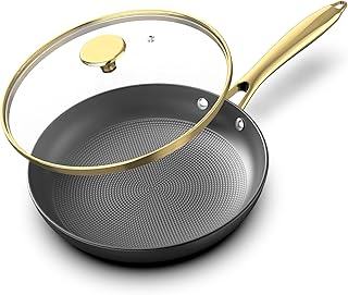 imarku Non stick Frying Pans, Long Lasting 10 Inch Frying Pan with Lid, Professional Cast Iron Skillets Nonstick Frying Pan, Frying Pans Nonstick with Lid and Stay Cool Handle, Nonstick Pan