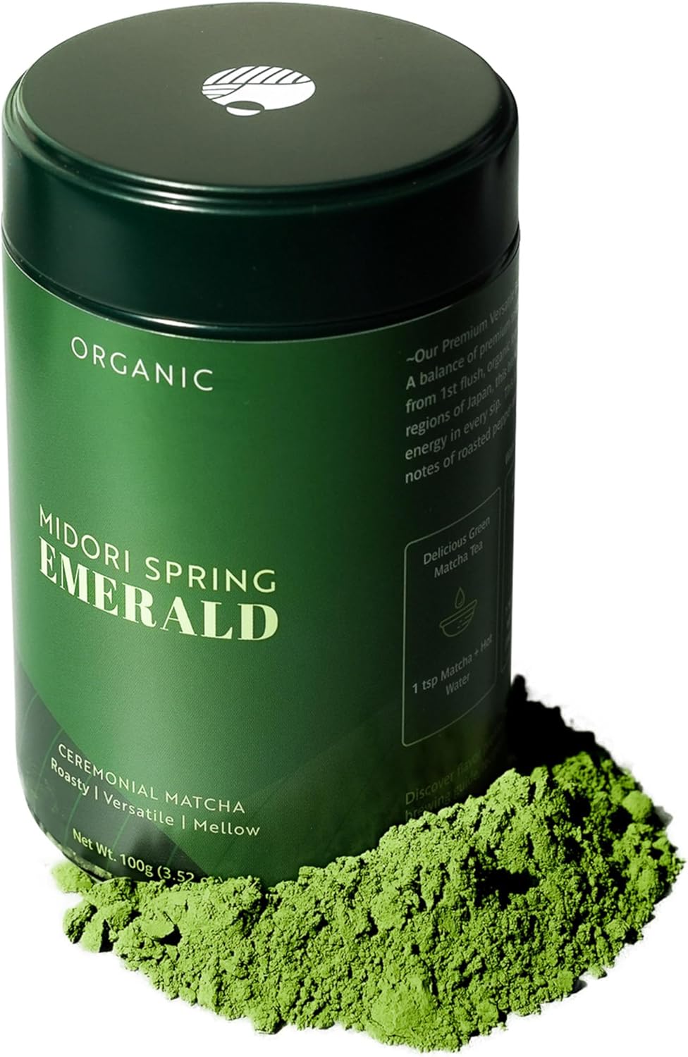 Midori Spring EMERALD - Organic Ceremonial Matcha, Chef's Choice! Quality Japanese Matcha Powder For Drinks, Baking and Tea Brew - Organic, Kosher, Vegan (100g)