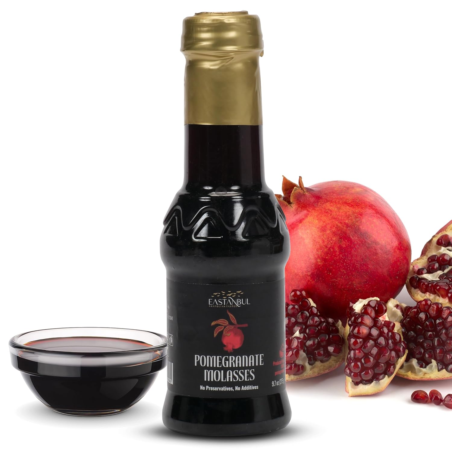 Eastanbul Pomegranate Molasses, 9.7oz, No Added Sugar, Mediterranean Pomegranate Syrup, Nar Eksisi Sweet and Sour Sauce, 100% Natural, Concentrate, Vegan Sauce, Paste, Salad Dressing, No Additives