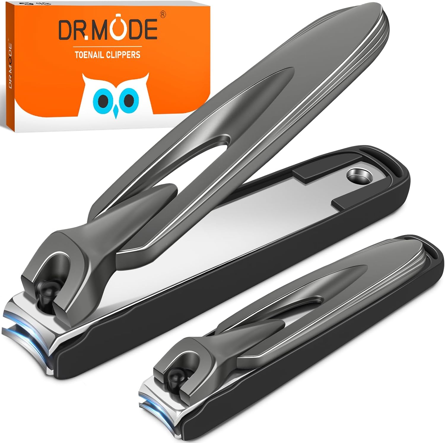DRMODE Nail Clippers for Men Women with Catcher 2 Pack Large Small