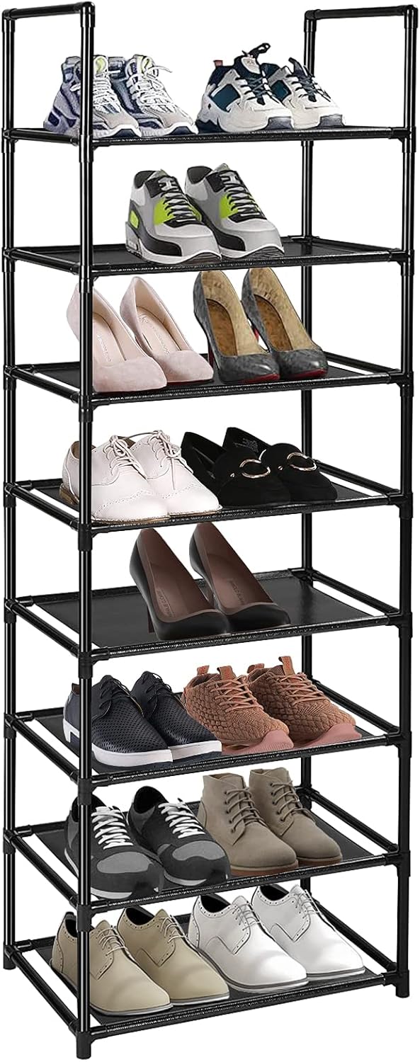 esonstyle 8 Tier Shoe Rack For 16-20 Pairs Tall Narrow Shoe Rack Versatile Shoe Shelf Organiser