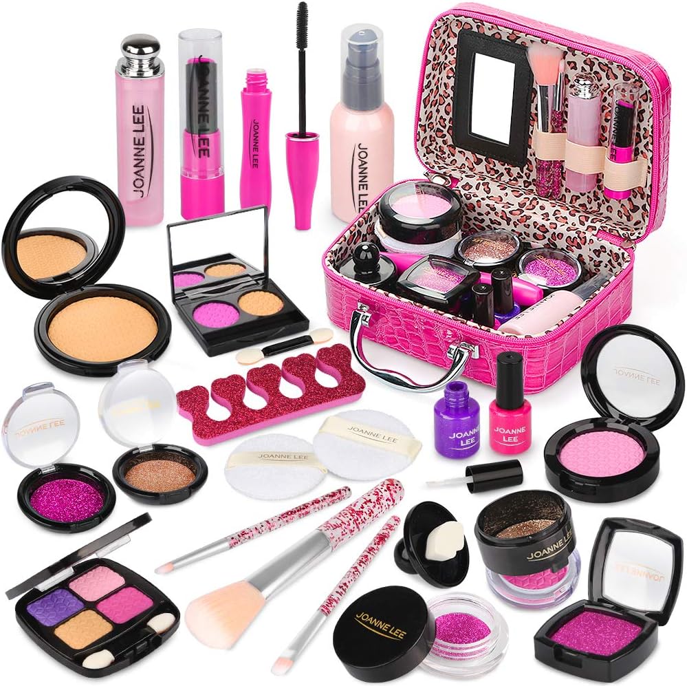 INSPIMYST Pretend Makeup Toy Set - 22 PCS Safe Non-Toxic Fake Make Up Set Cosmetic Beauty Kit Role Play Gift for Little Girls Kids Children Age 3 4 5