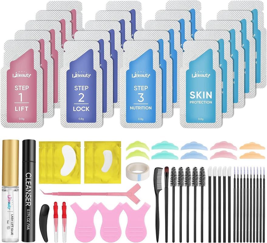 Libeauty Lash Lift and Brow Lamination 2 in 1 Kit, Eyelash Perm Sachet Disposable Professional Quality Quick Lash Lifting, Semi-Permanent Curling Perming - Updated Version