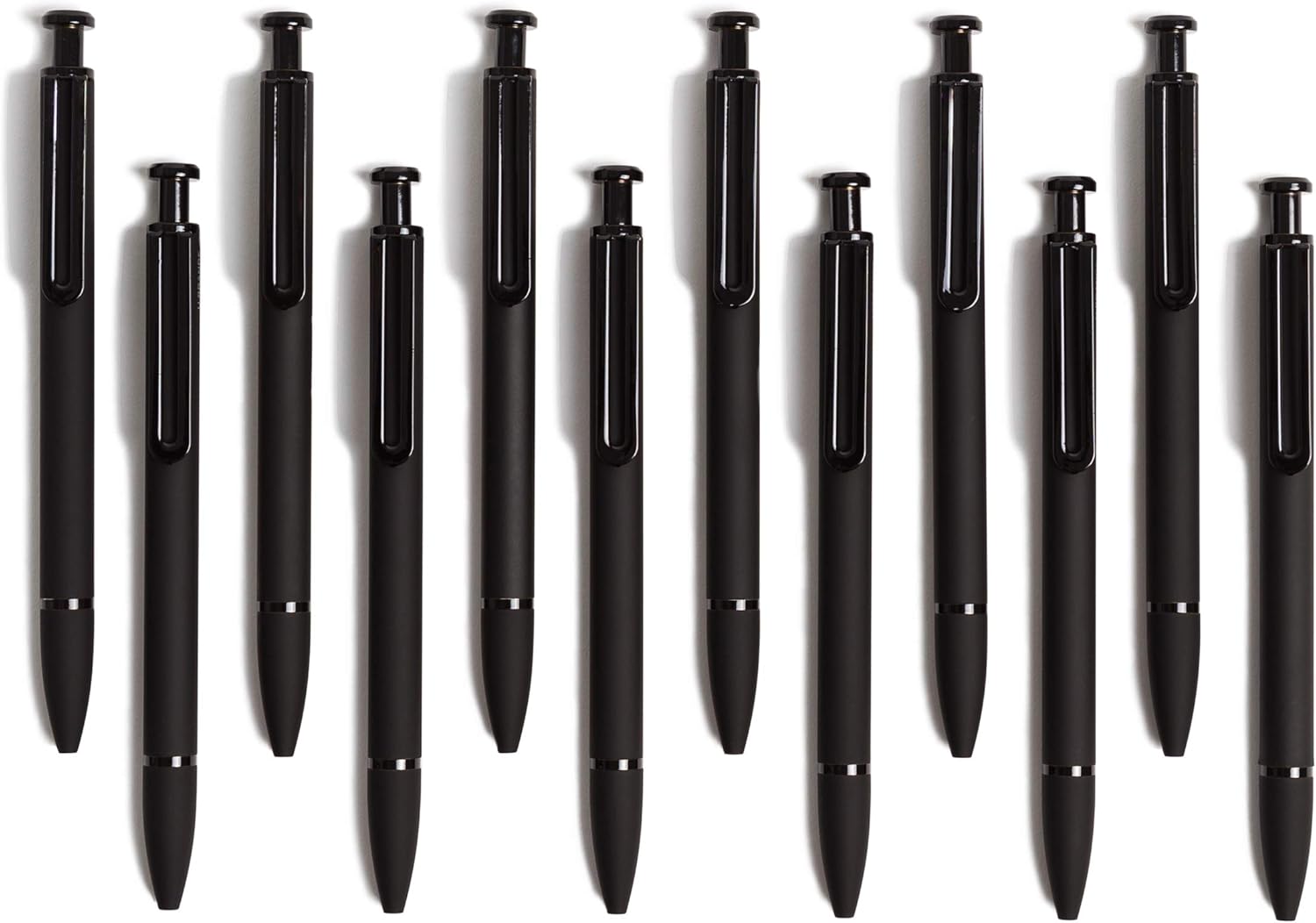 U Brands Midnight Monterey Ballpoint Pens, Set of 12, Black Soft Touch, Painted Black Details, Bold (1.0 mm) Point, Black Ink