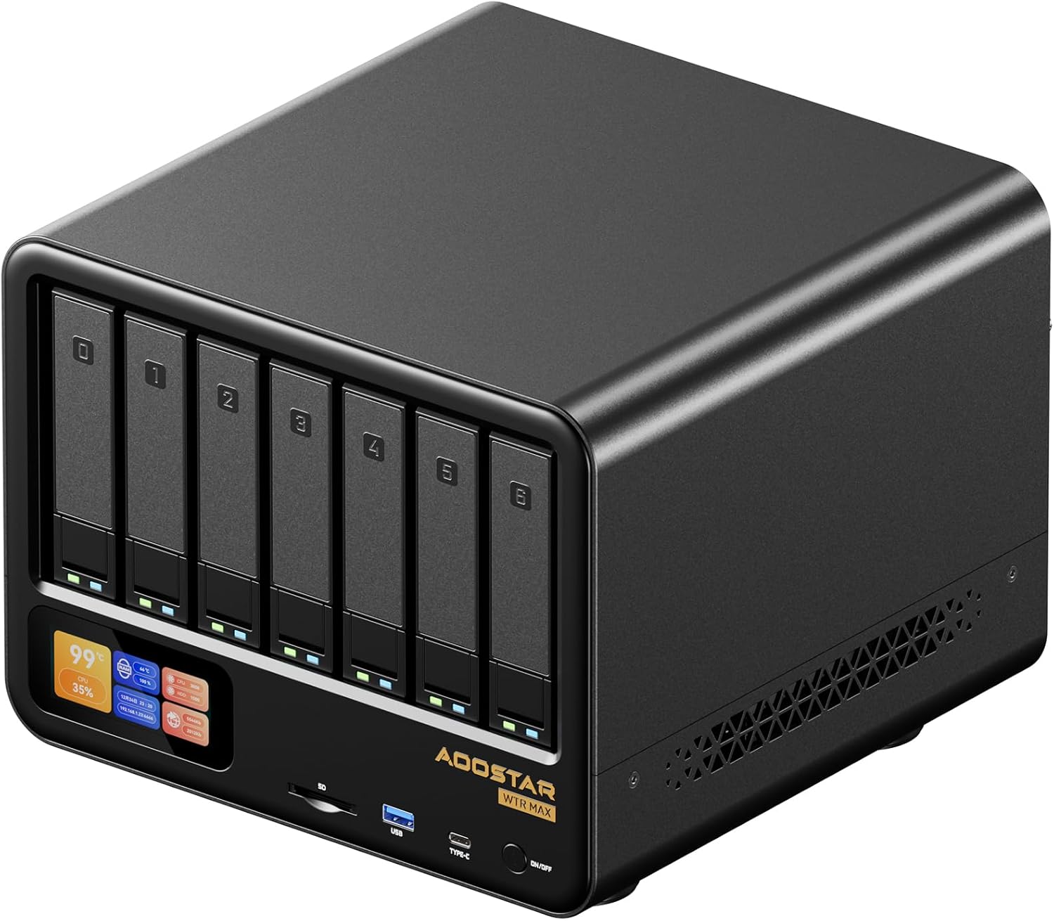 AOOSTAR WTR MAX NAS 11 bays(6 SATA HDD + 5 M.2 SSD) Ryzen7 Pro 8845HS Dual DDR5 Barebones mini pc desktop computer with Oculink/USB4 ports, X710 10GbE 2 * SFP+,2 * 2.5GbE,Network Attached Storage
