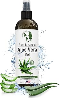 Earth's Daughter Organic Aloe Vera Gel from 100% Pure and Natural Cold Pressed Aloe – Moisturizes - Great for Face - Hair- Sunburn - Aftershave - Bug Bites - 12 oz.